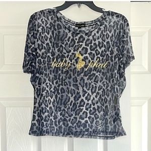 Baby Phat Snow Leopard Mesh Logo Shirt Women's XL